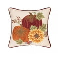 thumbnail image 1 of CF Home 16" x 16" Pumpkins Sunflower Chain Stitch Fall Throw Pillow, 1 of 5