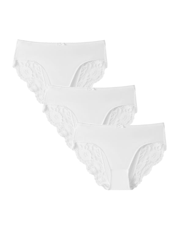 Womens Underwear Lace Bikini Panties Pack Stretch Women's Hipster Panties, Soft Comfort Ladies briefs Smooth Underpant(3W,L)