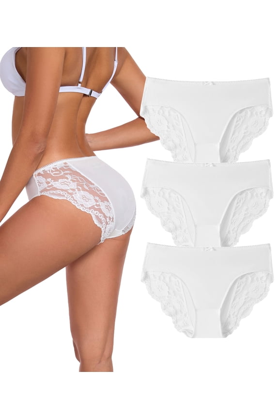 Leopard Print Womens Underwear Sexy Lace Bikini Panties Pack Stretch Women's Hipster Panties, Soft Comfort Ladies briefs Smooth Animal Print Underpant(3W,M)