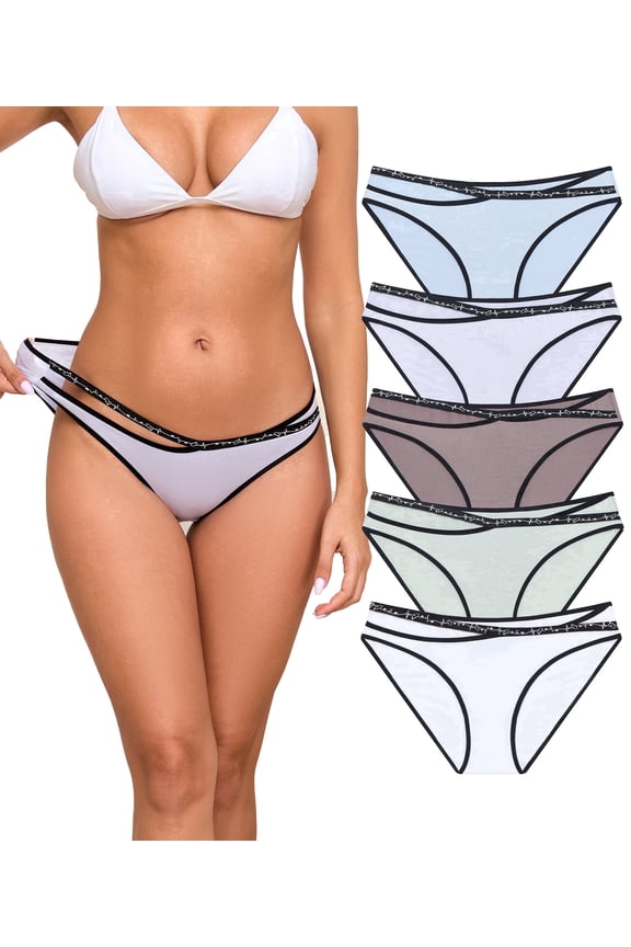 Modal Bikini Panties for Women Pack Soft Breathable Underwear String Bikini Low Rise Briefs Ladies Hipster Panty S-2XL (5A,2XL)