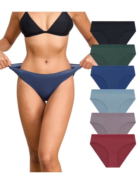 Modal Underwear Supersoft Hipster Panties for Women Breathable & Stretch Ladies Bikini Underpants Comfortable Undies 6 Pack(6E,XL)