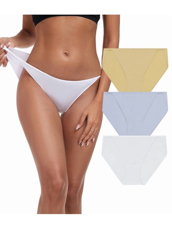 String Bikini Panties High Cut Modal Underwear Stretchy Soft Hipster Panties for Ladies(3N,M)