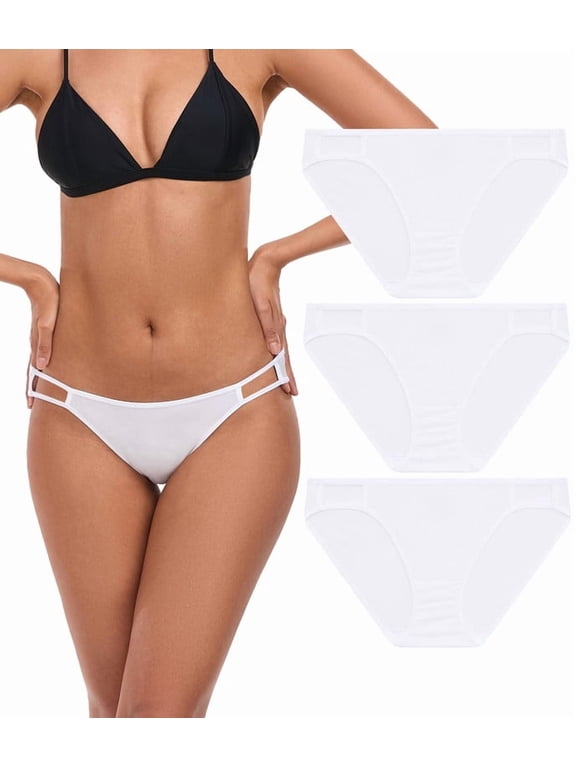 String Bikini Underwear for Women Soft Stretch Modal Bikini Panties High Cut Stretch Ladies Hipster Panty(3W,XL)