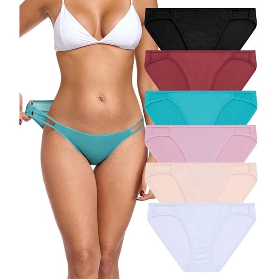 CF String Bikini Underwear for Women Soft Stretch Modal Bikini Panties High Cut Stretch Ladies Hipster Panty(6A,2XL)