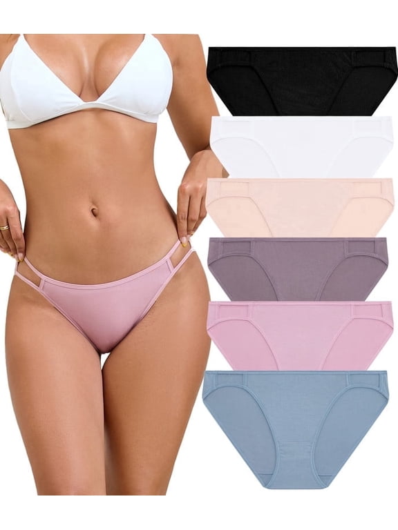String Bikini Underwear for Women Soft Stretch Modal Bikini Panties High Cut Stretch Ladies Hipster Panty(6C,2XL)