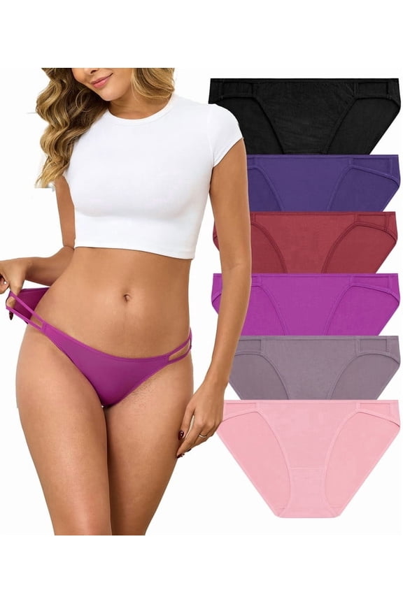 String Bikini Underwear for Women Soft Stretch Modal Bikini Panties High Cut Stretch Ladies Hipster Panty(6F,S)
