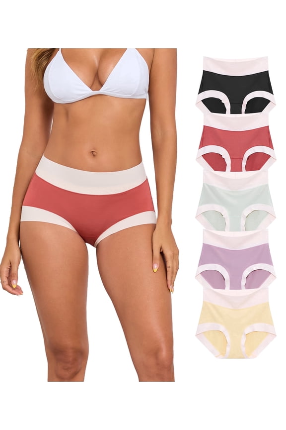 Womens Modal Underwear No Show Hipster Panties for Women Pack Full Coverage Workout Briefs Comfy Soft Smooth Ladies Gym Sports Undies(5D,M)