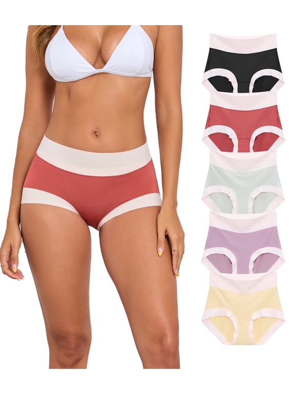 Womens Modal Underwear No Show Hipster Panties for Women Pack Full Coverage Workout Briefs Comfy Soft Smooth Ladies Gym Sports Undies(5D,XL)