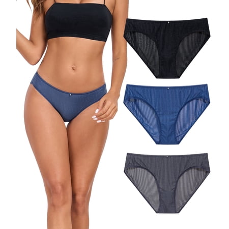 CF Womens Bikini Underwear Quick Dry Travel Underwear Lightweight Low Rise Bikini Panties 3 packs Ladies Hipster Underpants(3BDGN,M)