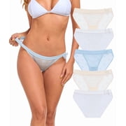 CF Womens Sexy Underwear Mesh See Through Bikini Panties Pack Hi Cut Briefs Sheer Lace String Lingerie Stretch Breathable Hipster for Laddies5A,S