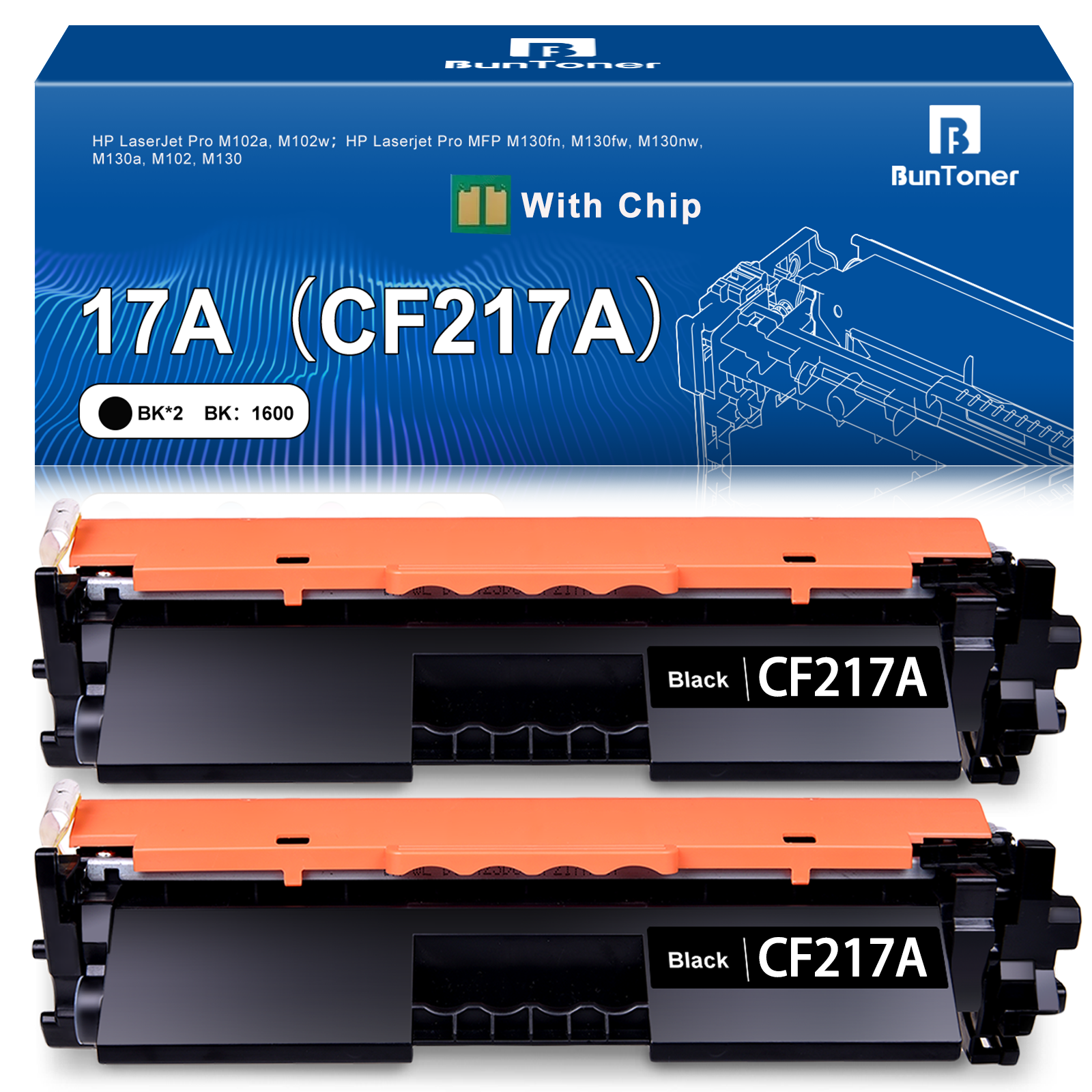 Printing Pleasure Toner Cartridge CF217A Compatibel - Voor HP LaserJet Pro M102 & M130 Serie (2 Stuks Zwart)