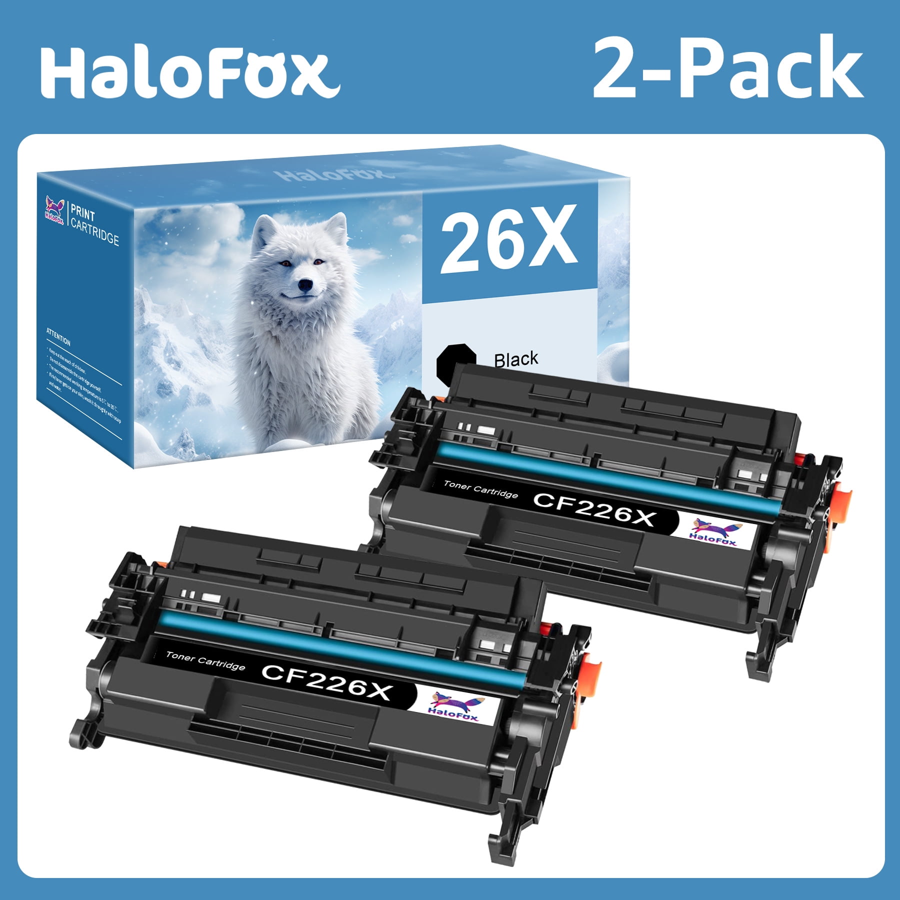 2-Pack High Yield Black Toner Cartridge CF226X - Replacement For HP 26X, Works With M402/M426 Series Printers