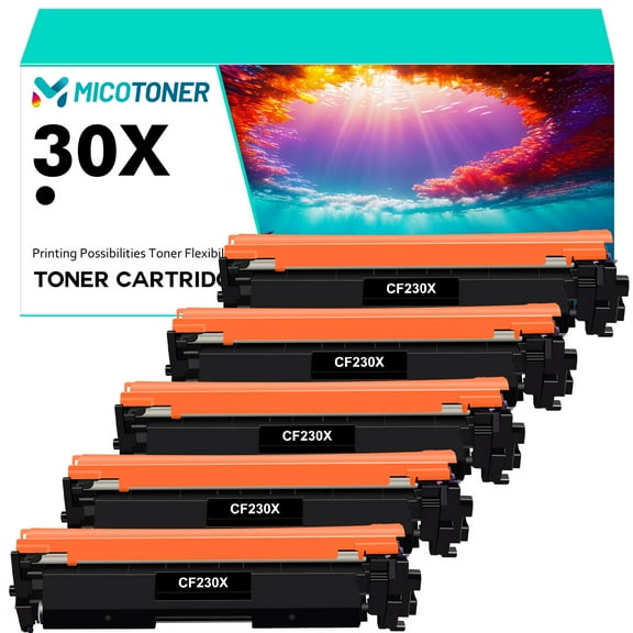 CF230X 30X 5-Pack Compatible Toner Cartridge Hign Yeild for HP CF230X 30X CF230A 30A Work with LaserJet M203d M203dn M203dw LaserJet Pro MFP M227fdn M227fdw M227sdn(Black)