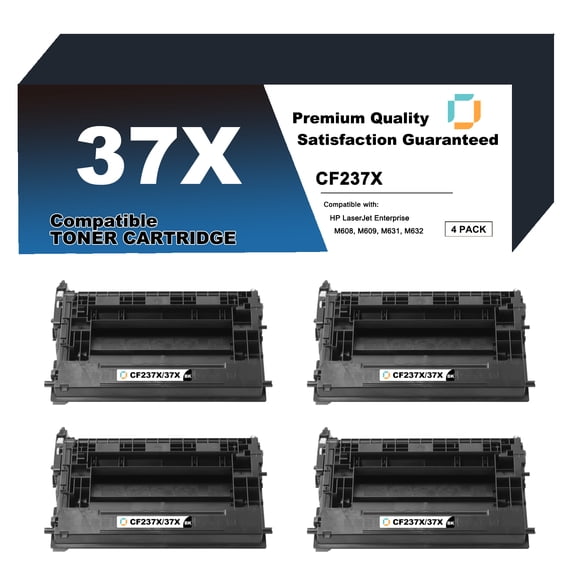 CF237X Toner Cartridge Replacement Compatible for HP 37X 4 Pack to use with LaserJet Enterprise M608n, M608dn, M608x, M609dh, M631dn, M631h, M631z, M632fht, M632z, M632h, M633fh, M633z Printer
