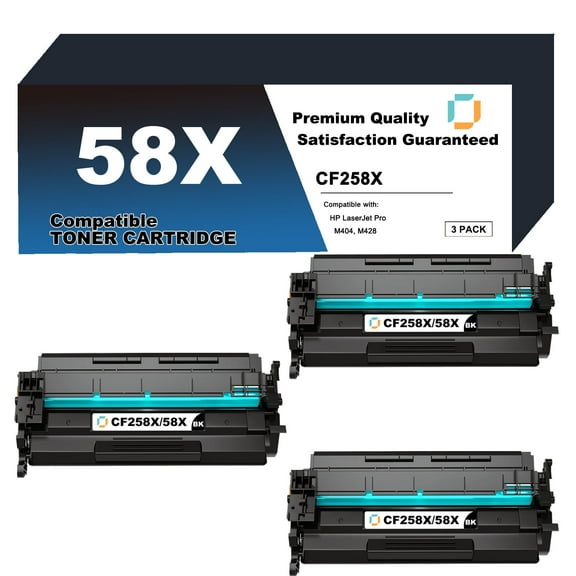 CF258X High Yield Toner Cartridge Replacement Compatible for HP 58X 2 Pack to use with LaserJet Pro M404dn, M404dw, M404n, MFP M428dw, MFP M428fdn, MFP M428fdw Printer.
