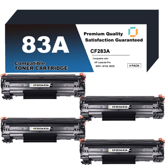 CF283A Toner Cartridge Replacement Compatible for HP 83A 4 Pack to use with LaserJet Pro M201dw, M201n, MFP M125a, M125nw, M125rnw, M127fw, M225dn, M225dw, M127fn Printer
