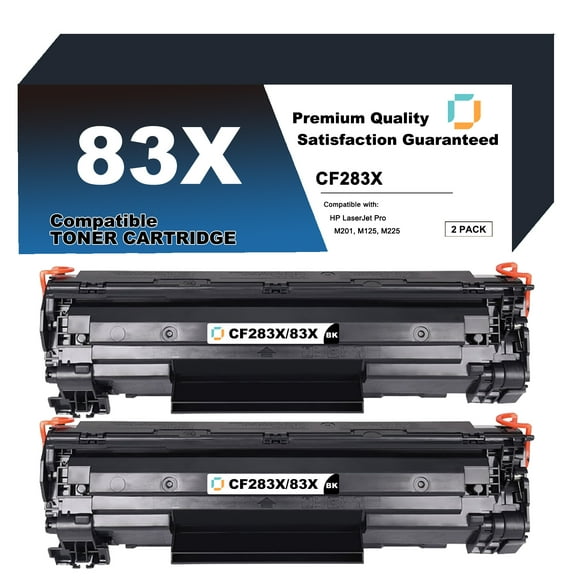 CF283X Toner Cartridge Replacement Compatible for HP 83X 2 Pack to use with LaserJet Pro M201dw, M201n, MFP M125a, M125nw, M125rnw, M127fw, M225dn, M225dw, M127fn Printer