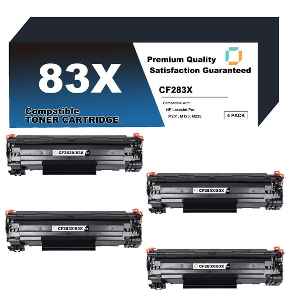 CF283X Toner Cartridge Replacement Compatible for HP 83X 4 Pack to use with LaserJet Pro M201dw, M201n, MFP M125a, M125nw, M125rnw, M127fw, M225dn, M225dw, M127fn Printer