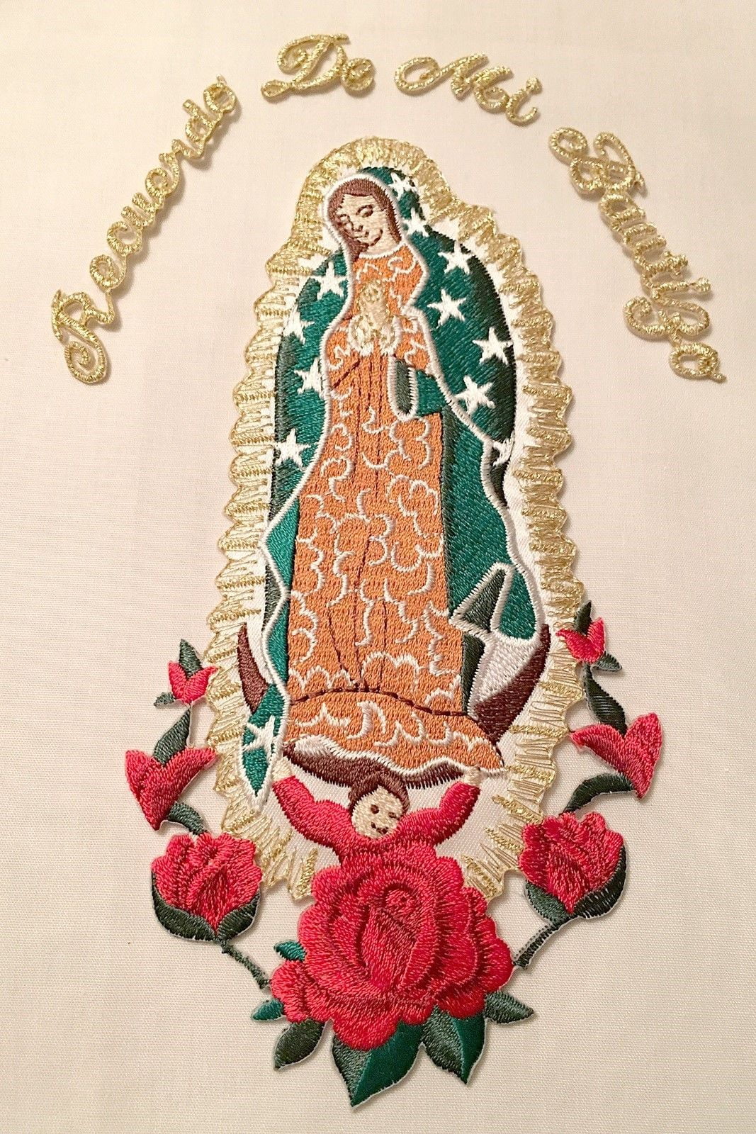 CF3728 Christening Baptism Gifts Guadalupe Virgin Mary Embroidered Iron On Patch