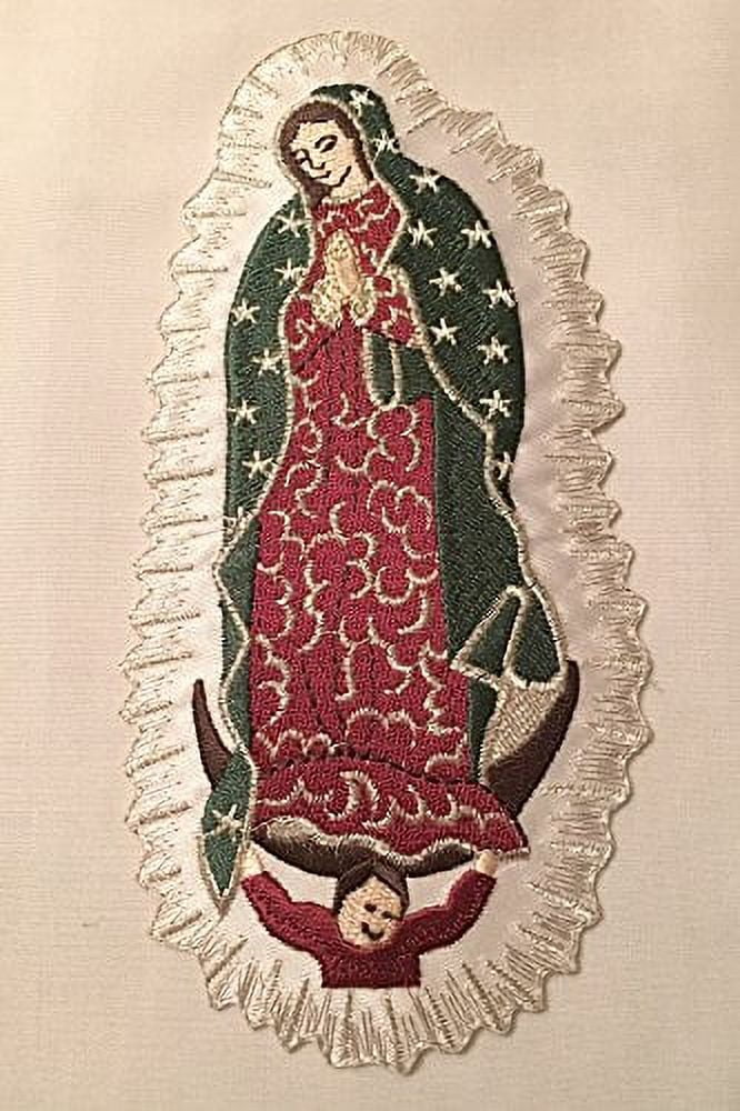 CF3846 Virgin Mary (Quadalupe) Christening Baptism Embroidered Iron On Patch (6"x3", without Words)