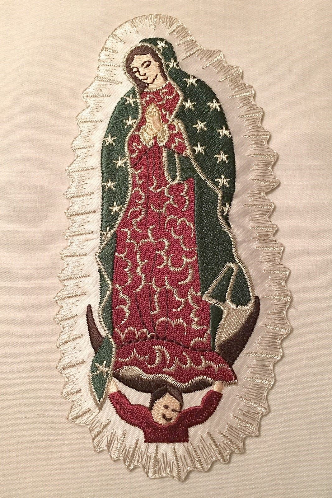CF3848 Christening Baptism Gifts Guadalupe Virgin Mary Embroidered Iron On Patch