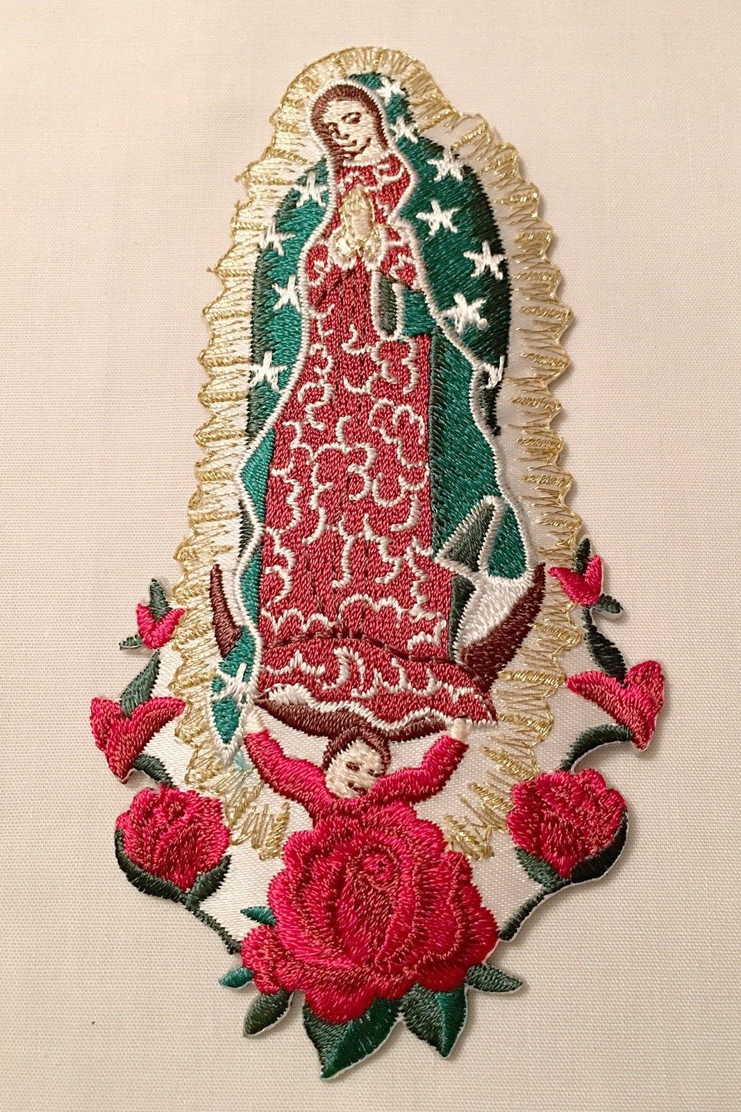 CF3883 Christening Baptism Gifts Guadalupe Virgin Mary Embroidered Iron On Patch