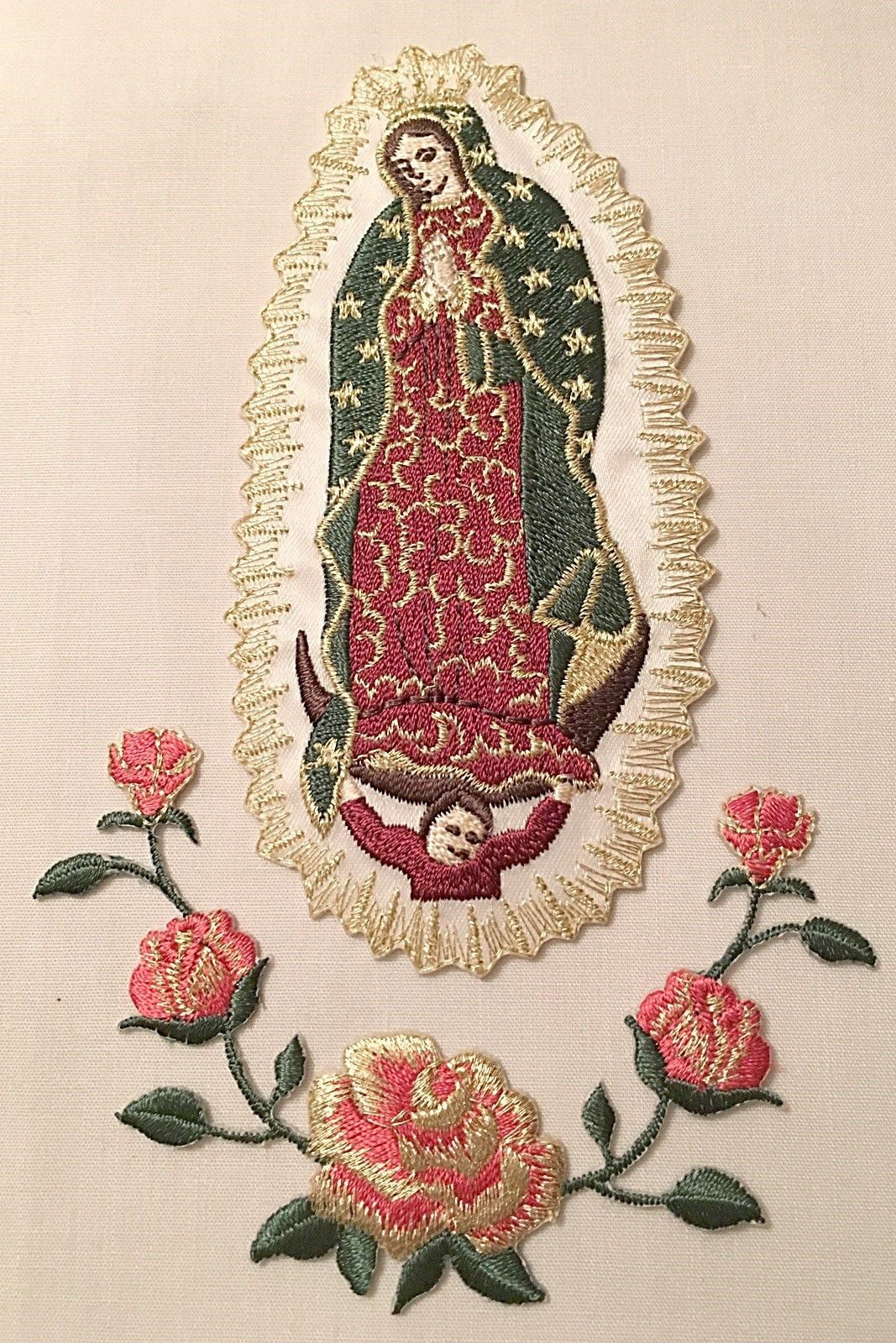 CF3884 Christening Baptism Gifts Guadalupe Virgin Mary Embroidered Iron On Patch