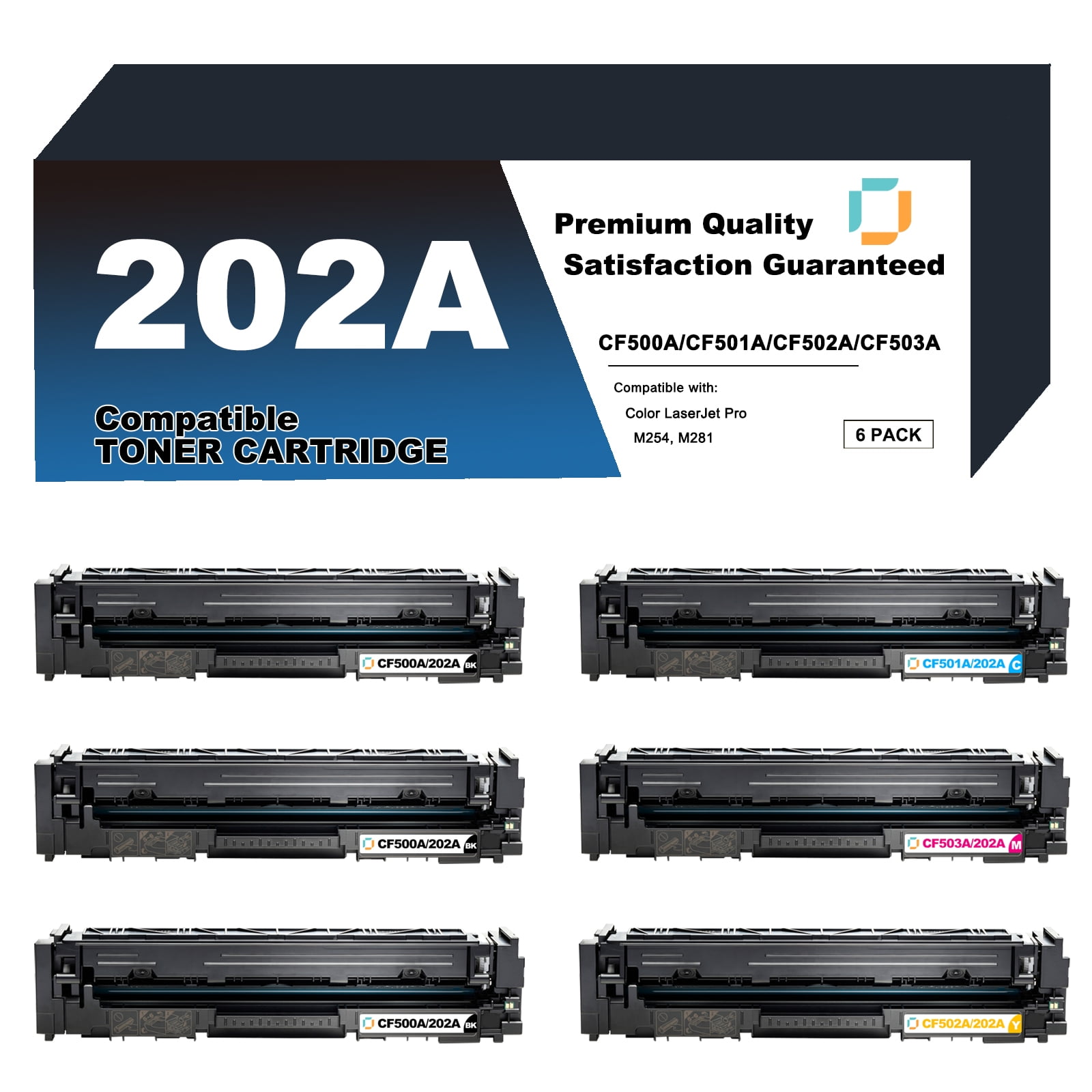 2o2a Toner Printer CF500A/501A/502A/503A Toner Cartridge Replacement Compatible for HP ...
