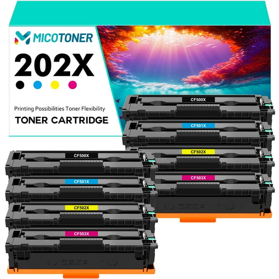 CF500X 202X 8-Pack Compatible Toner Cartridge for HP CF500X 202X Work with HP Color LaserJet Pro MFP M281fdw M281fdn M281cdw M280nw Printer Ink (2*Black,2*Cyan,2*Magenta,2*Yellow)