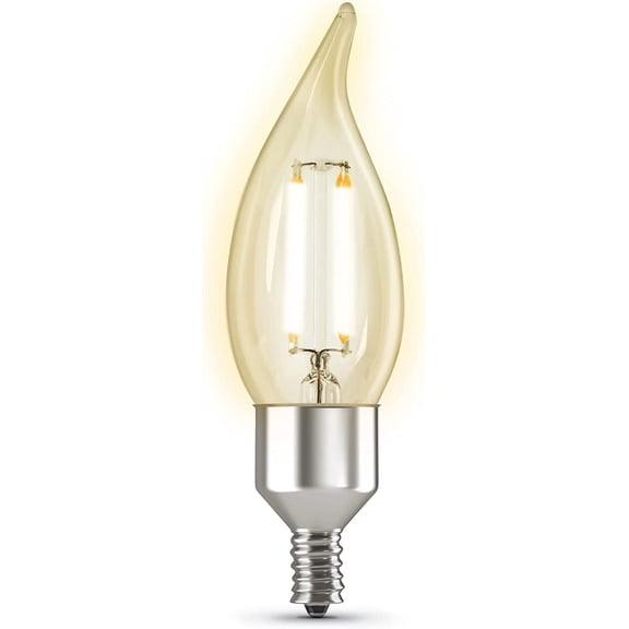 CFC40/927CA/FIL/AG 40 Watt Equivalent WiFi Dimmable, No Hub Required, Alexa or Google Assistant, Flame Tip Filament Chandelier LED Smart Light Bulb, 4.3" H x 1.4" D, 2700K Soft White