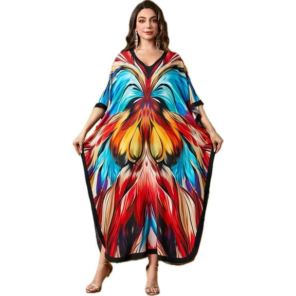 CFCSRP Caftans for Women Plus size Beach Maxi Dresses Swimsuit Cover Up Kaftan Swimwear