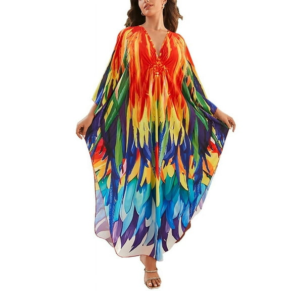CFCSRP Caftans for Women Plus size Beach Maxi Dresses Swimsuit Cover Up Kaftan Swimwear