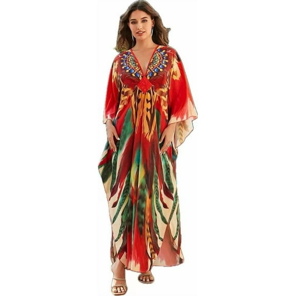 CFCSRP Kaftan Dresses for Women Plus Size Muu-Muu Loungewear Long Caftan Swimsuit Bathing Suit Cover Up