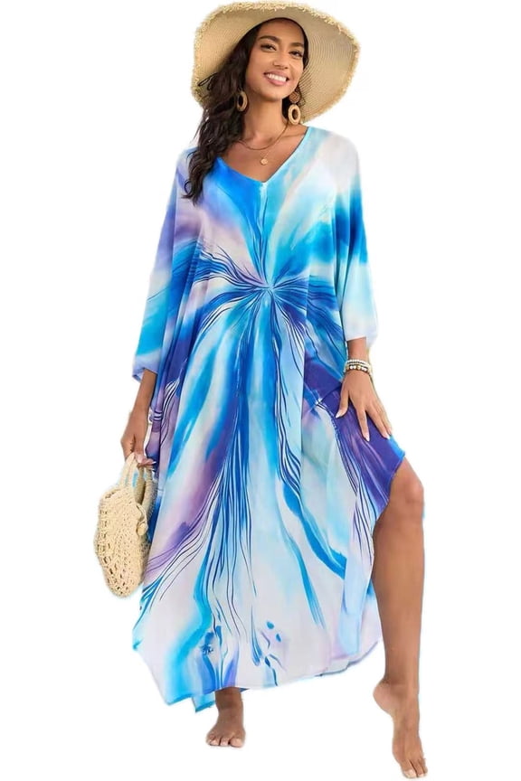 Plus Size Caftans Moo Moo for Women Swimsuit Cover up Summer Beach Kaftan Swimwear Maternity Dress