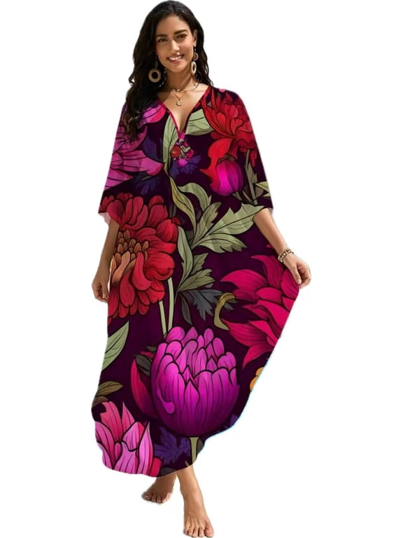 Women Kaftan Dresses Plus Size Moo Moo for WomenCover ups Summer Dress Maxi Long Caftan Swimsuit Bathing Suit Cover Up