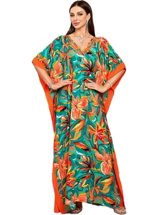 strapless open back dress Black Printed Polyester Midi Kaftan Dress