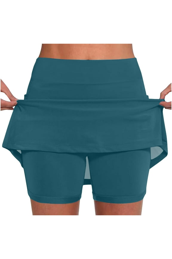 Plus Size Summer Skorts for Women Tummy Control High Waisted Athletic Tennis Golf Skirts with Pockets
