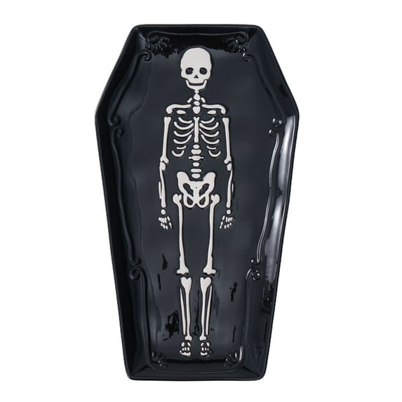 Way to Celebrate Halloween Ceramic Coffin Figural Treat Tray