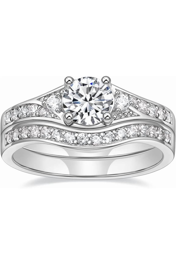 1.5ct Engagement Rings for Women Round Bridal Ring Sets Cubic Zirconia Wedding Band Twisting Infinity Pave Set Size 3-12