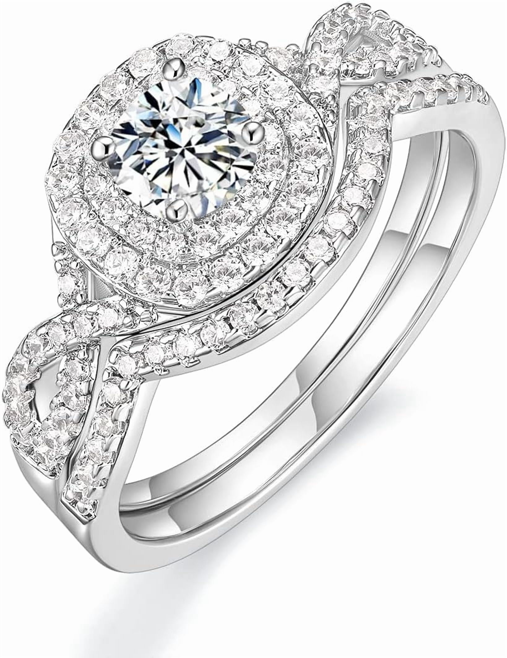 CFIOZYOS 1.5ct Engagement Rings for Women Round Bridal Ring Sets Cubic ...
