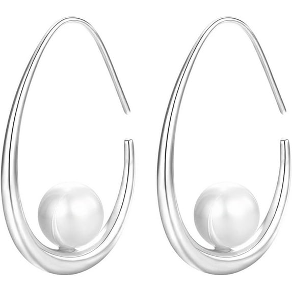 CFIOZYOS 14k Gold Plated Lightweight Pearl Earrings,Trendy Jewelry,Teardrop Hoop Earrings for Women,Pearl Drop Earrings,Elegant Jewelry for Gifts
