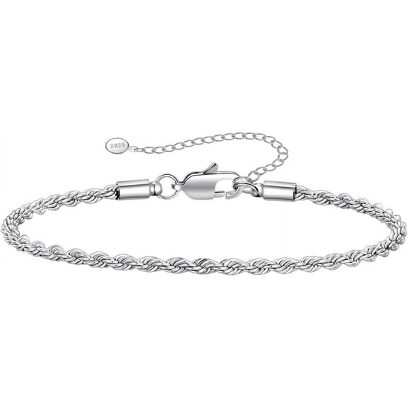 CFIOZYOS 2 Pcs Chain Bracelet for Men - Silver Plated 7-9inch Figaro Rope Cuban Link Bracelet Set - Gifts for Men Dad Husband Boyfriend