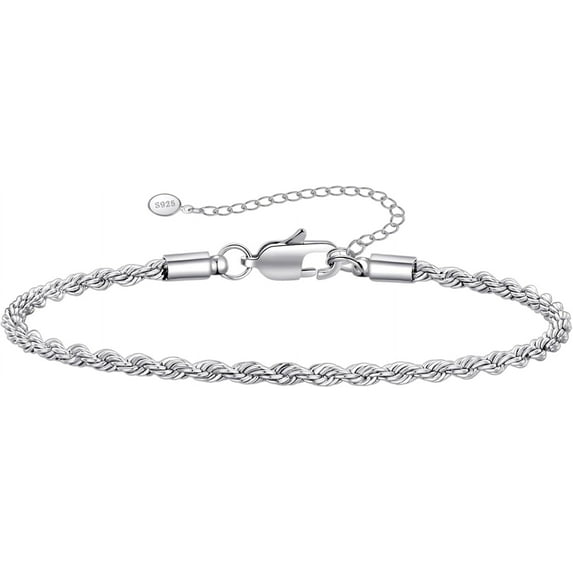 CFIOZYOS 2 Pcs Chain Bracelet for Men - Silver Plated 7-9inch Figaro Rope Cuban Link Bracelet Set - Gifts for Men Dad Husband Boyfriend