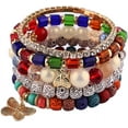 thumbnail image 1 of CFIOZYOS 4Pcs Set Bohemian Butterfly Crystal Stone Stretch Pendant Bracelets for Women Gold Beaded Stackable Stretch Bracelet Colorful Charm Jewelry Boho Summer Beach, 1 of 6