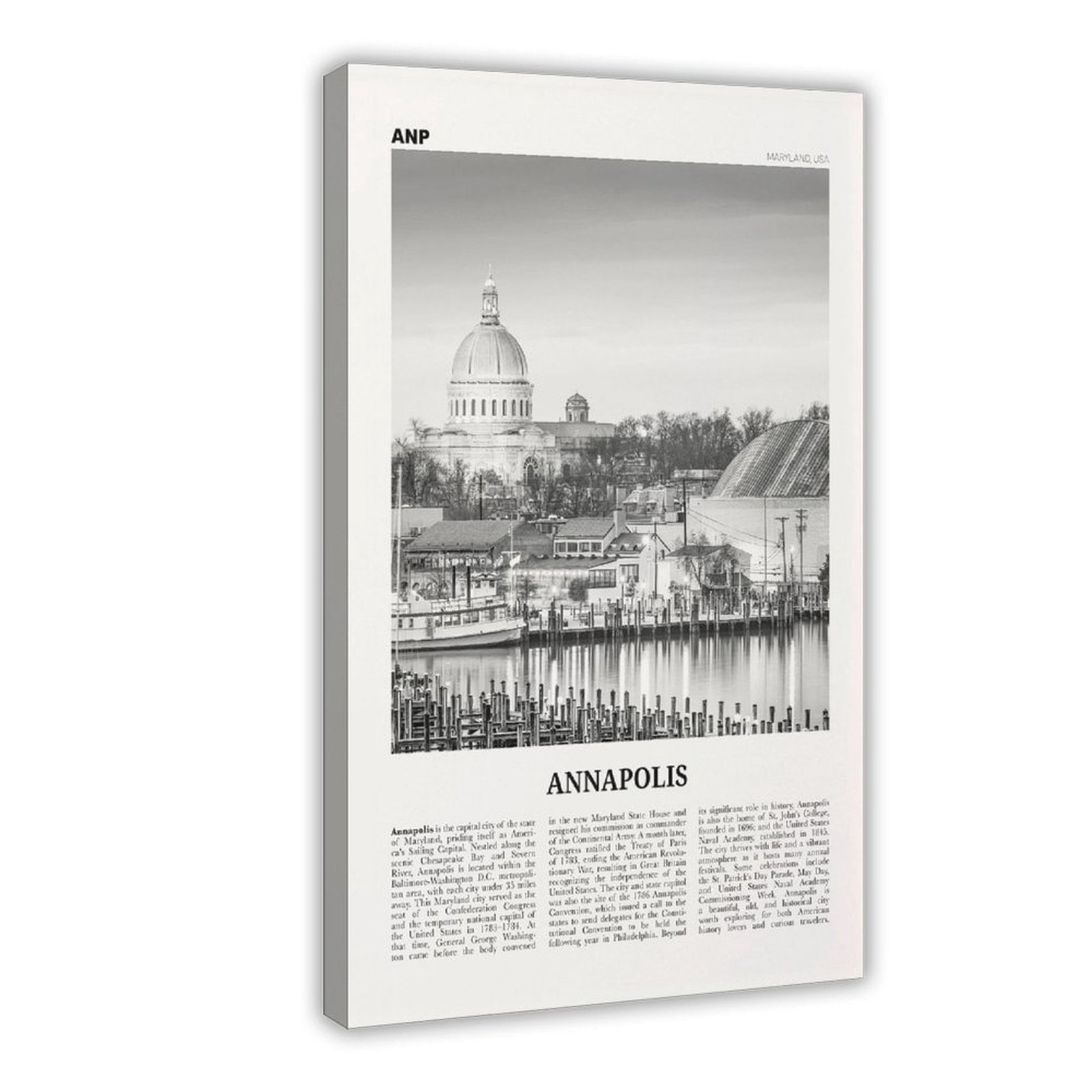 CFIOZYOS Annapolis Print Black And White Cityscape, Annapolis Wall Art ...
