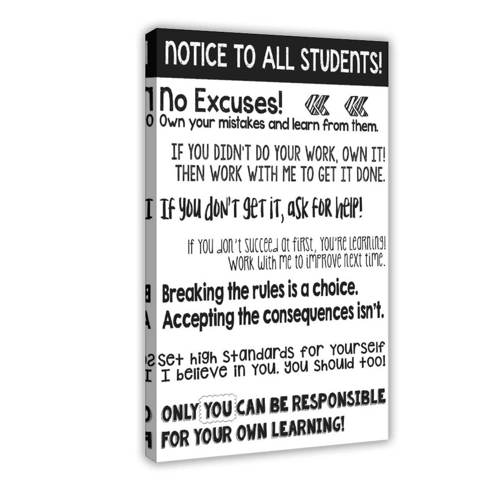 CFIOZYOS Black And White Classroom Rules Poster Notice to All Students ...