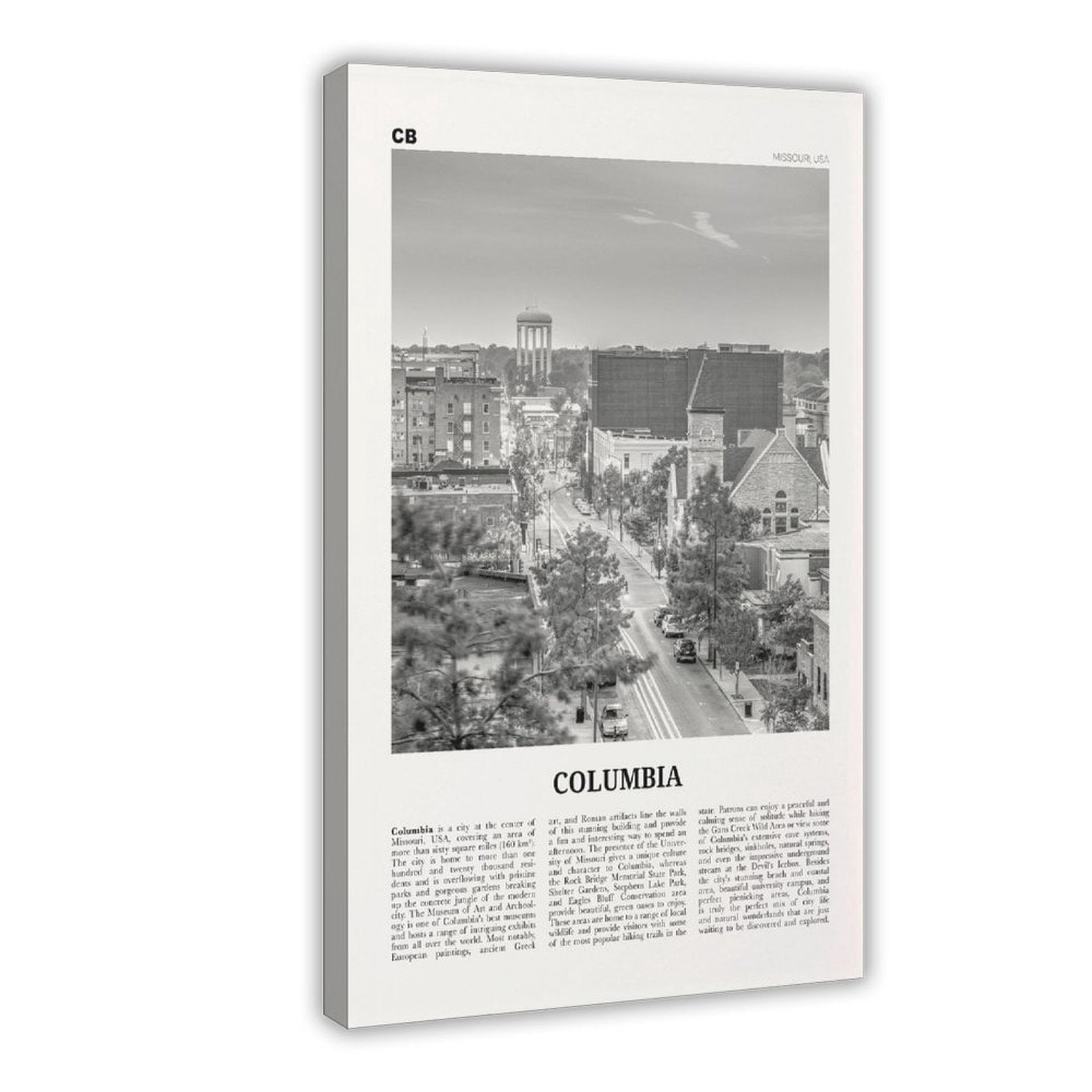 CFIOZYOS Columbia Print Black And White Missouri, Columbia Wall Art ...