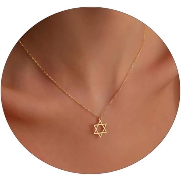 CFIOZYOS Dainty Gold Pendant Necklace 14k Gold Plated Delicate Tiny Love Heart Star CZ Leaf Pendant Necklace Simple Necklaces Everyday Jewelry for Women