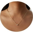 thumbnail image 1 of CFIOZYOS Diamond Necklace for Women Dainty Layered Cubic Zirconia Solitaire Pendant Necklace Gold Plated Waterdrop Shape Square Emerald Green CZ Simulated Diamond Bridesmaid Necklace, 1 of 13