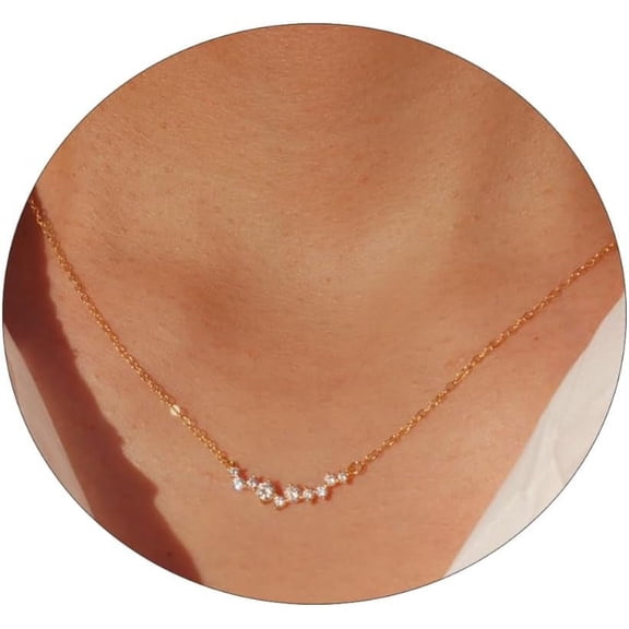 CFIOZYOS Diamond Necklace for Women Dainty Layered Cubic Zirconia Solitaire Pendant Necklace Gold Plated Waterdrop Shape Square Emerald Green CZ Simulated Diamond Bridesmaid Necklace